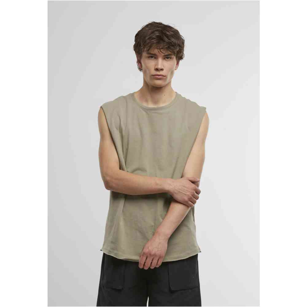 Urban Classics - Open Edge Sleeveless shirt - Olive green